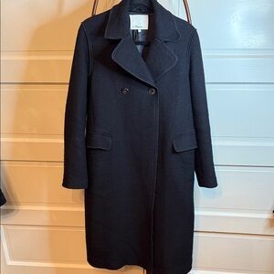3.1 Phillip Lim Black Wool Double Breasted Long Coat Sz 4 fits 6 see description